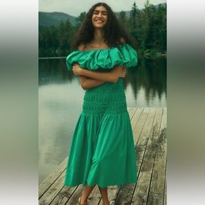 Sea Juni Smocked off the shoulder midi dress in size small